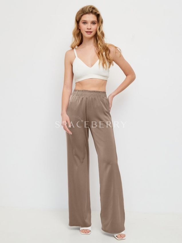 Женские широкие брюки, штаны атласные